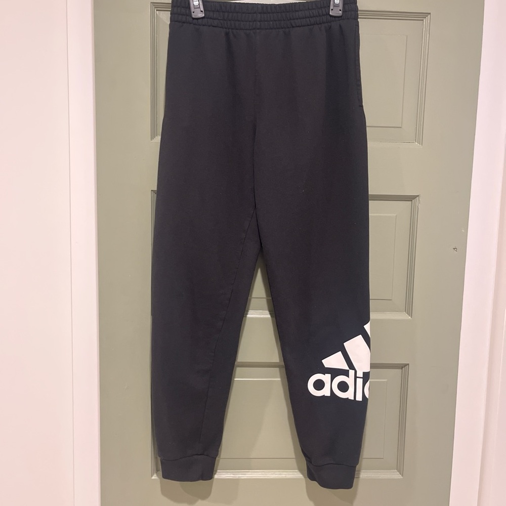Adidas Kids Black Joggers with White Logo